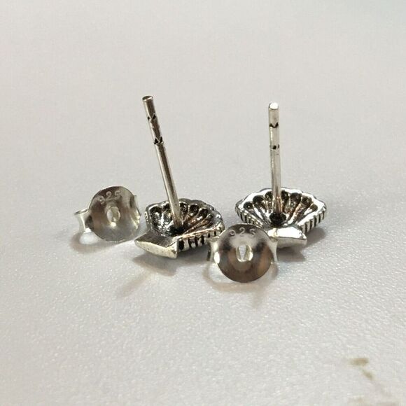 Handmade Sterling Silver Seashell Earrings 925 Posts Shell Studs - Picture 4 of 15